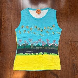 Vintage Tropical Print Tank Top